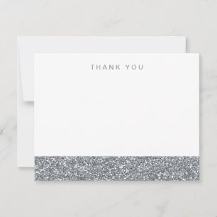Tack för tackkortet Faux Silver Glitter Anteckningskort