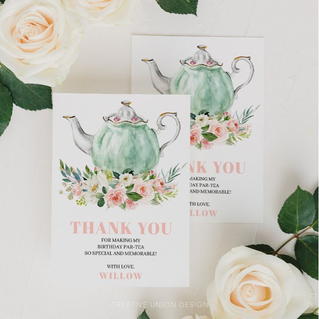 Tack för tackkortet födelsedagsfest Tea Party Inbjudningar (Skapare uppladdad)