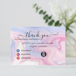 Tack för tackkortet glitter Rosa Marble Stänk Kort