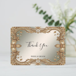 Tack för tackkortet Guld Ornate Ram Kort