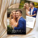 Tack för tackkortet Kärlek och Bröllop<br><div class="desc">Boho Modern Chic Calligraphy Script Bröllop 2 Photo Tackyou Card. Snyggt bröllop tackar dig för att du har en lodrät på framsidan med texten "Kärlek och tack" i ett litet, snabbt och snabbt bokstäver typografiskt skript som smak svan i vit övertäckning på bild. Söt kärlek-hjärta mellan bruden och brudgummen namn....</div>