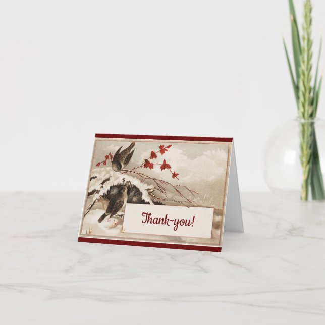 Tack för tackkortet Vinter Birds jul Kort (Framsida)