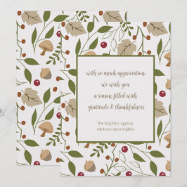 Tack för tacksägelse med rustik höstfärg julkort