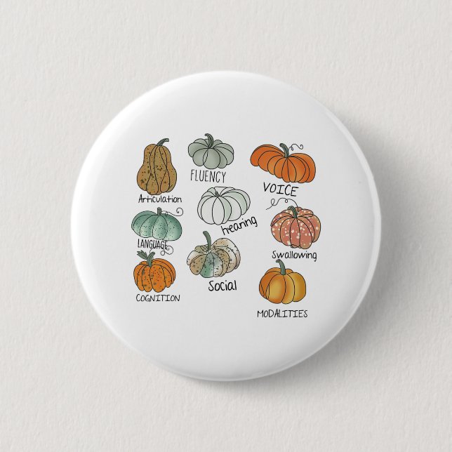 Tack för tal Therapy Squad Pumpkin Fall Halloween Knapp (Framsida)