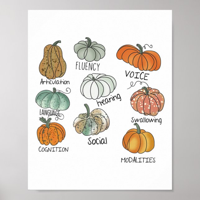 Tack för tal Therapy Squad Pumpkin Fall Halloween Poster (Framsidan)