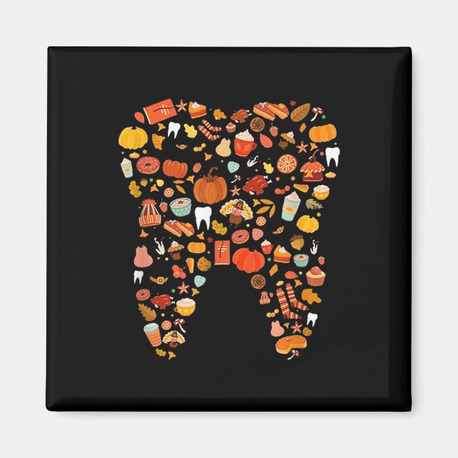 Tack för Tandteeth Lycklig, Fall Y'all Dental Dent Magnet (Framsidan)