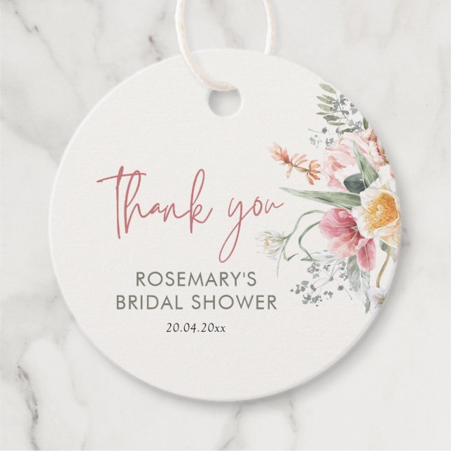 Tack för tea-Blommigt Gåvor Etiketter (Framsida)