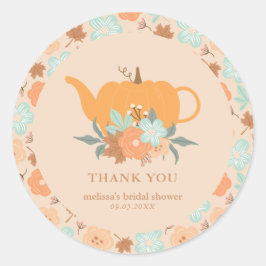 Tack för Tea Party Pumpa Bröllopsdusch  Runt Klistermärke