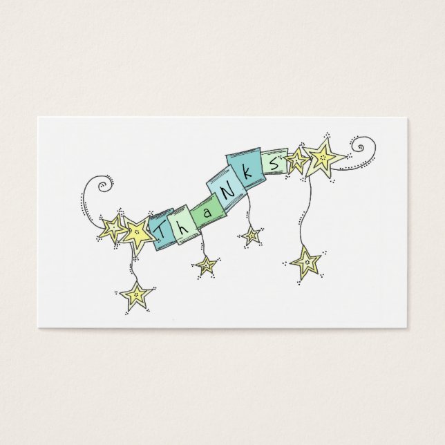 Tack för Teal Stars Gratitude Small Visitkort (Framsidan)