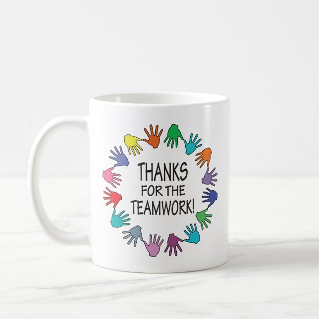 Tack för Teamwork Hands Appreciation  Kaffemugg (Vänster)