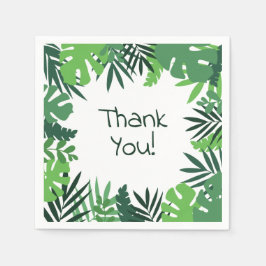 Tack för textdjungeln handflatan löv ram pappersservett