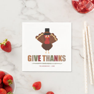 Tack för thanksgiving Helgdag Turkiet Ge Pappersservett