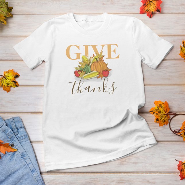 Tack för Thanksgivingen Autumn Cornucopia Ge T Shirt (Give thanks fall harvest T shirt)