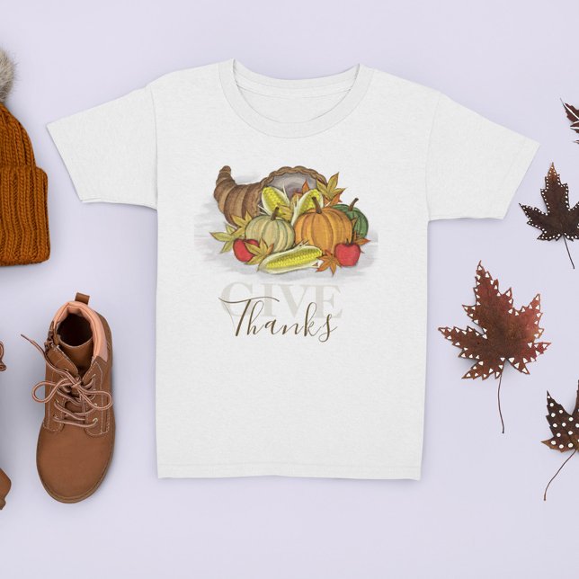 Tack för Thanksgivingen Autumn Cornucopia Ge T Shirt (Give thanks cornucopia fall autumn t-shirt. )