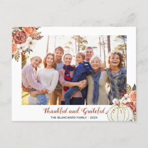 Tack för Thanksgivingen Foto för Blommigt hösten Helg Vykort