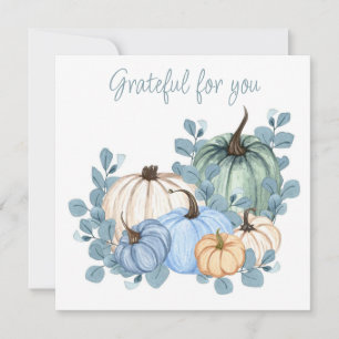 Tack för Thanksgivingen om blått löv Kort