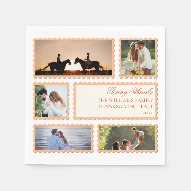 Tack för Thanksgivingen Photo Collage Party Pappersservett (Framsidan)