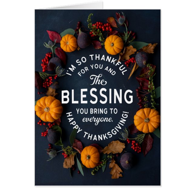 Tack för Thanksgivingens välsignelse av dig. Hälsningskort (Framsidan)