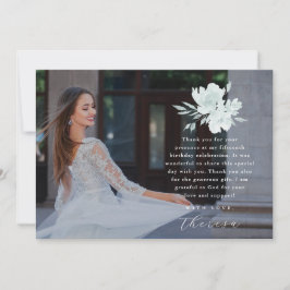 Tack för tre fotoQuinceanera-Blommigtar Inbjudningar