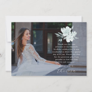 Tack för tre fotoQuinceanera-Blommigtar Inbjudningar
