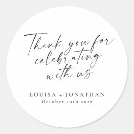 Tack för Trendiget elegant Svartvit, Anpassningsba Runt Klistermärke