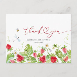 Tack för trendigets vattenfärgsjordgubbsbärsskjut vykort