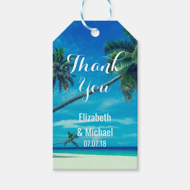 Tack för Tropical Beach Wedding i Västindien Presentetikett (Framsidan)