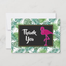 Tack för Tropical Lövs Mönster och Rosa Flamingo Inbjudningar