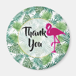 Tack för Tropical Lövs Mönster och Rosa Flamingo Magnet