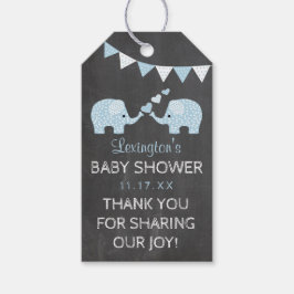 Tack för Twin Boys Blue Elephants Baby Shower Presentetikett