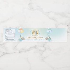 Tack för Twin Boys Elephant Baby Shower Vattenflaska Etikett