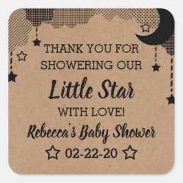 Tack för Twinkle Little Star Baby Shower Fyrkantigt Klistermärke