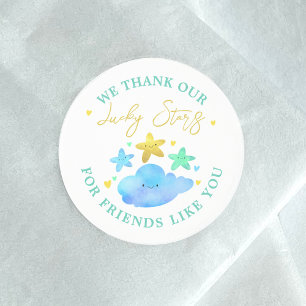 Tack för Twinkle Little Star Baby Shower Runt Klistermärke