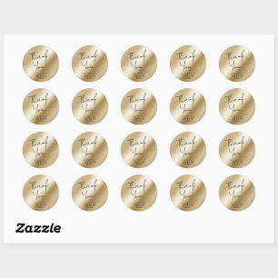 Tack för typografiminimalisten guld runt klistermärke
