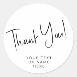 Tack för typografin, svartvit cl-skiva runt klistermärke