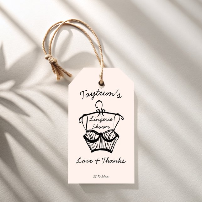 Tack för underwäs Bride shower gunst Presentetikett (Lingerie bridal shower thank you favor gift tags personalized favor tags custom favor tags)