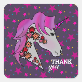 Tack för Unicorn Elegant Söt-unika Fyrkantigt Klistermärke