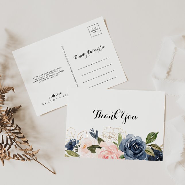 Tack för unik Blommigt för kalligrafi Vykort (Skapare uppladdad)