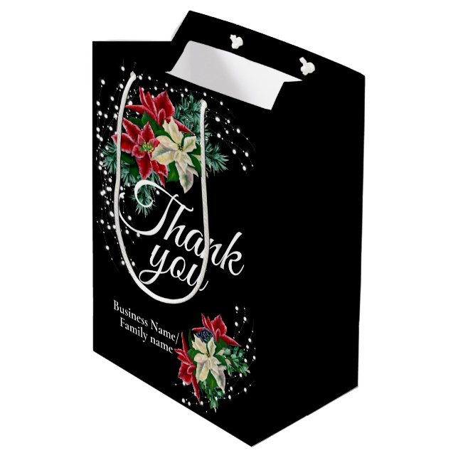 Tack för uppskattning Poinsettia Blommor Svart (Baksidan Vinklad)
