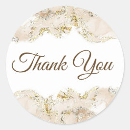 Tack för utformningen av Beige marbling Runt Klistermärke