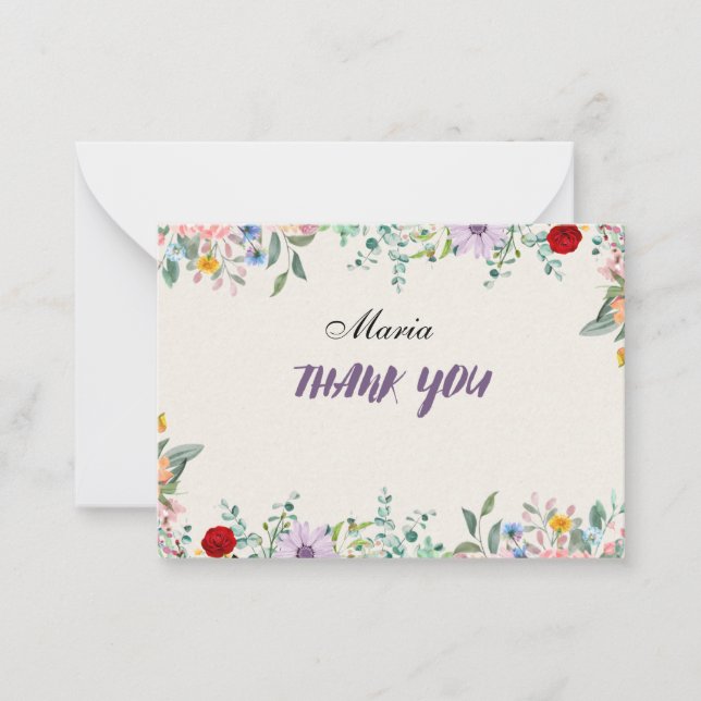 Tack för utskrivbara eleganter anteckningskort (Framsida)