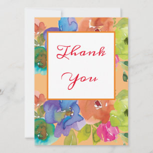 Tack för vackra Pastel Watercolor Flowers Kort