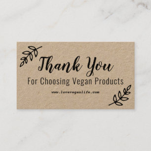 Tack för val av handgjorda Veganprodukter Visitkort