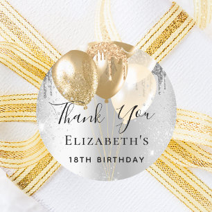 Tack för valurnorna silver guld glitter runt klistermärke