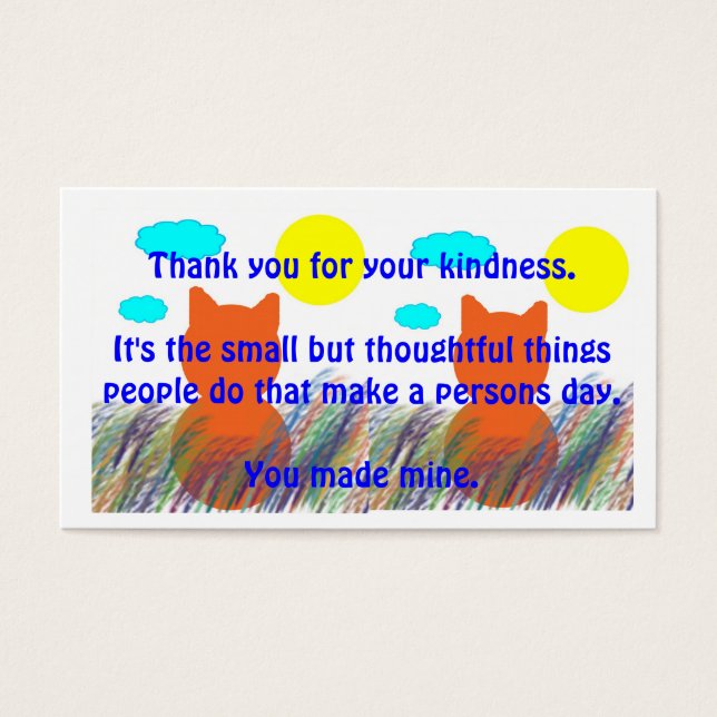 Tack för vänliga handlingar visitkort (Framsidan)