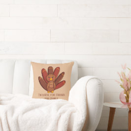 Tack för Vänner och familj, lägg till textkalkon Kudde