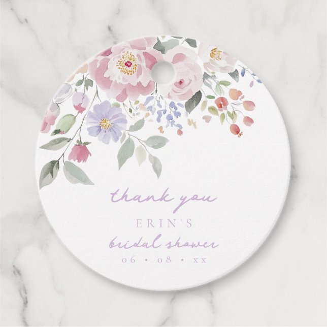 Tack för vår Pastel Blommigt Möhippa Gåvor Etiketter (Framsida)