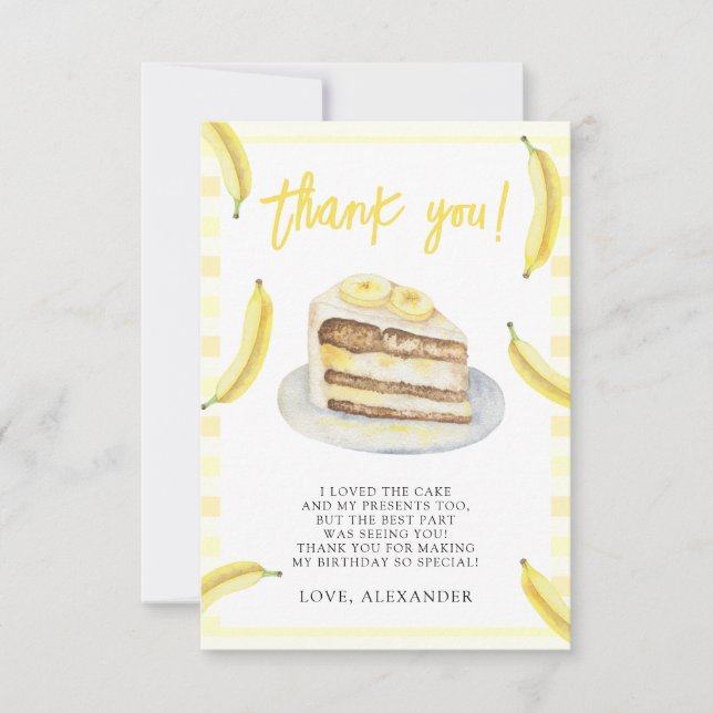 Tack för vattenfärg Bananas Födelsedagsfest Kort (Framsida)