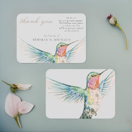 Tack för vattenfärg Classic Hummingbird Memorial Anteckningskort