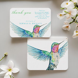 Tack för vattenfärg Classic Hummingbird Memorial Anteckningskort